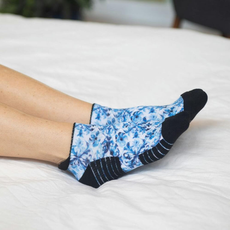 Blue Beauty Ankle Compression Socks