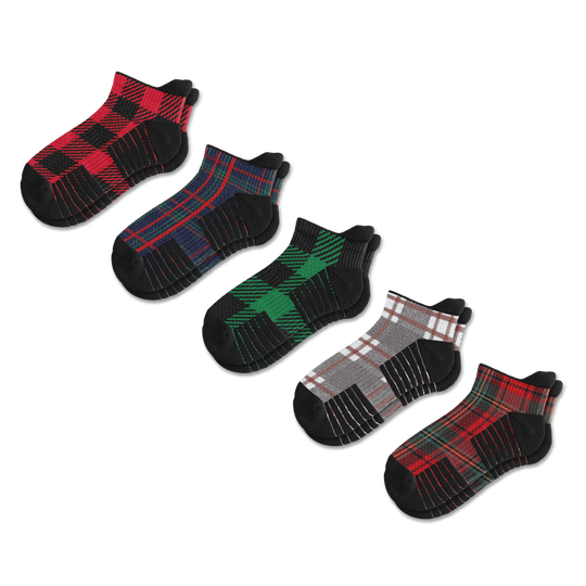 Winter Plaid Ankle Compression Socks 5-Pack Bundle