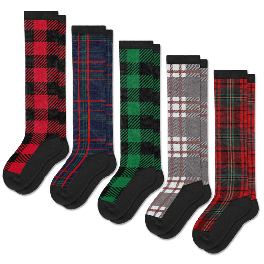 Winter Plaid EasyStretch™ Socks 5-Pack Bundle