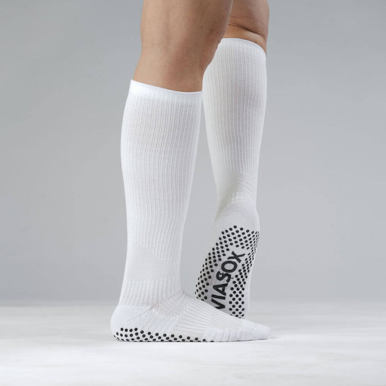 White Compression Gripper Socks