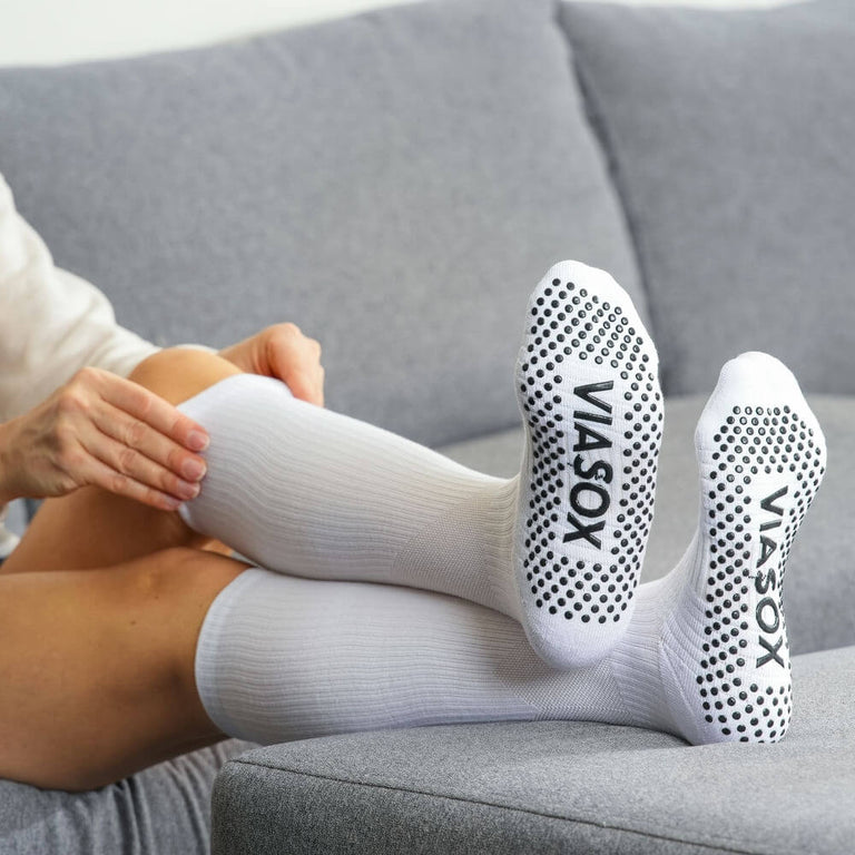 White Compression Gripper Socks