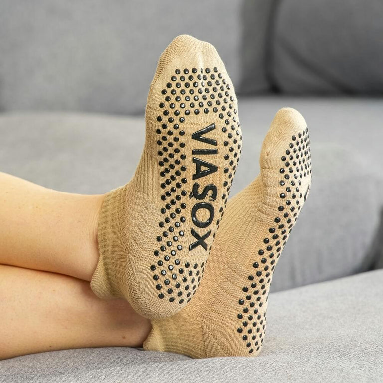Tan Ankle Compression Gripper Socks