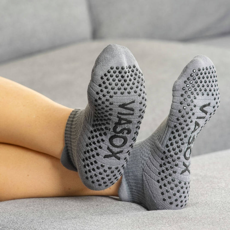 Gray Ankle Compression Gripper Socks