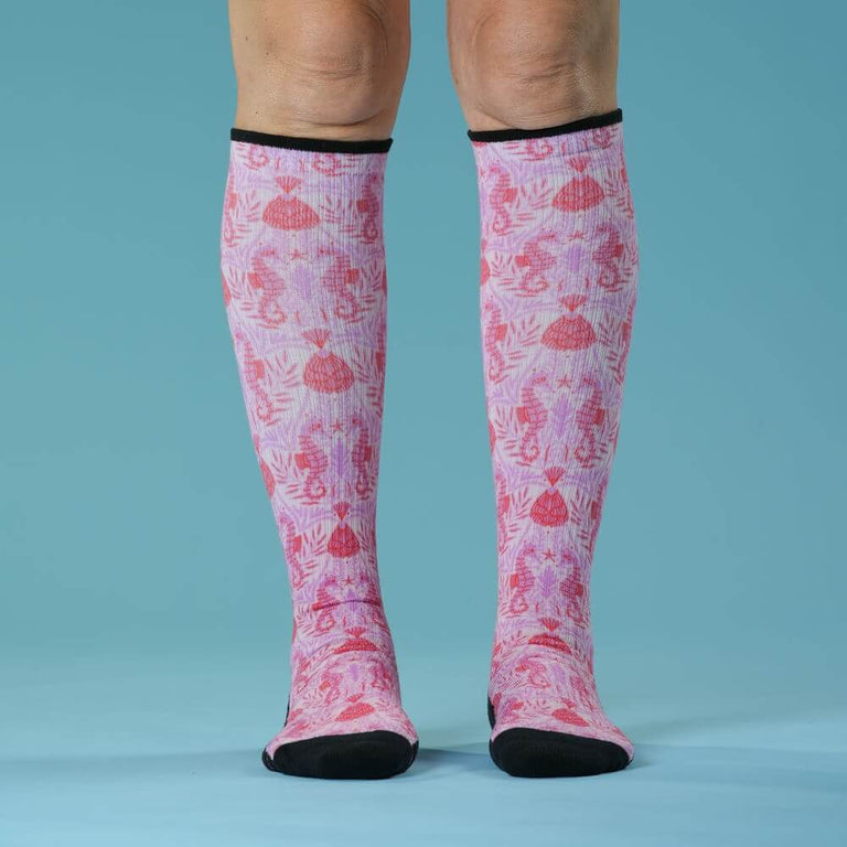 Seahorse Pink Compression Socks