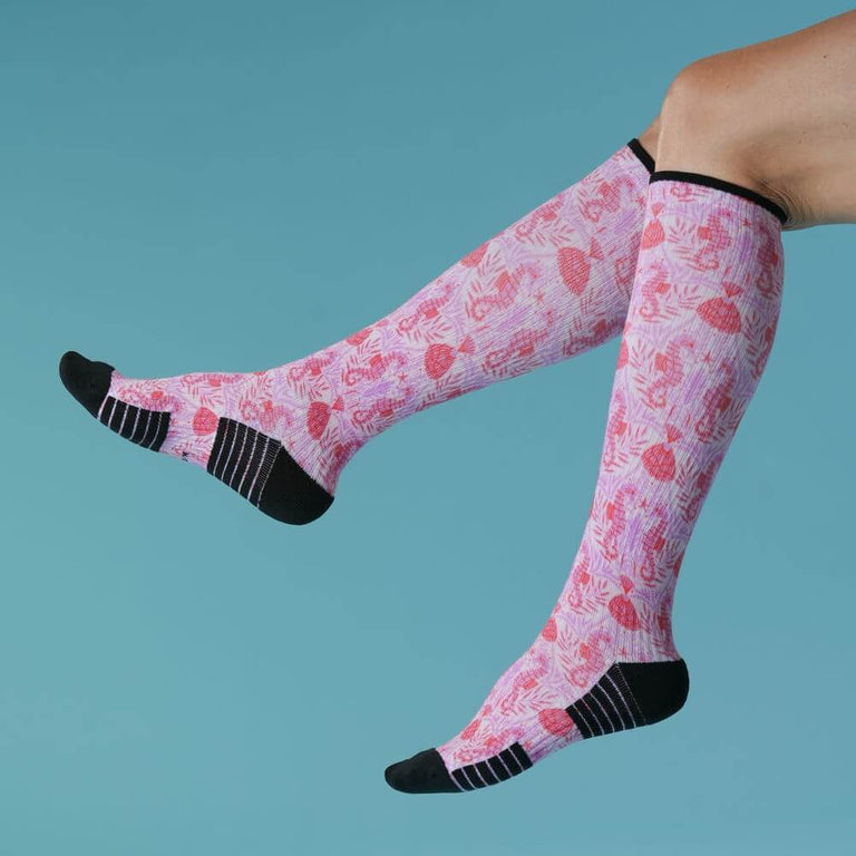 Seahorse Pink Compression Socks