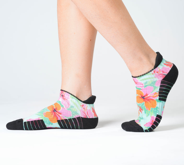 Tropical Hibiscus Ankle Compression Socks
