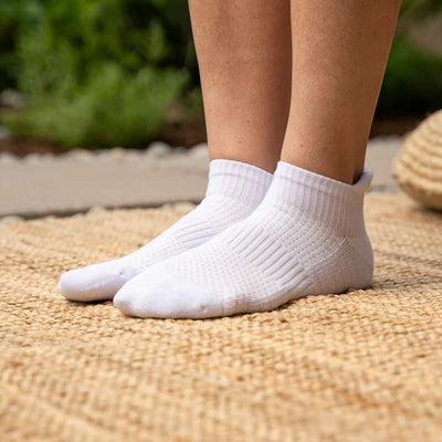 Viasox White Ankle Compression Socks stretched display