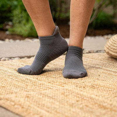 Viasox Gray Ankle Compression Socks stretched display