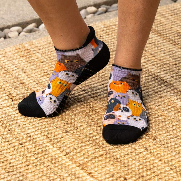 Cat Lovers Ankle Compression Socks From Viasox On Feet