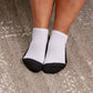 White With Black Bottoms Diabetic Ankle Socks