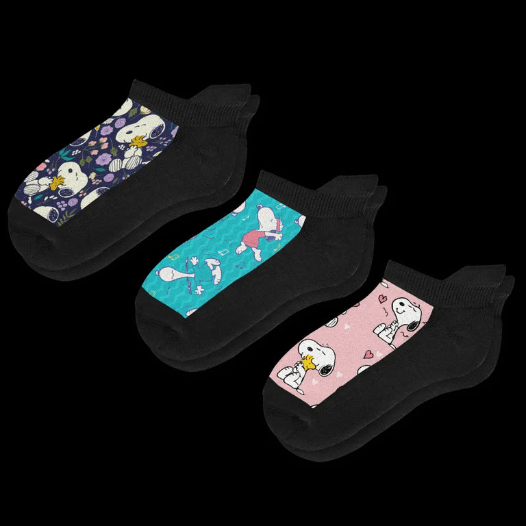 Live Laugh Snoopy Ankle Diabetic Socks Bundle 3-Pack