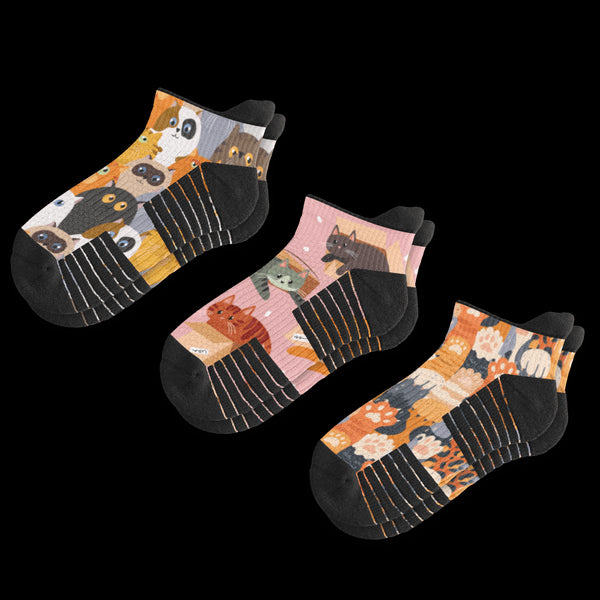 Cat Lovers Ankle Compression Socks 3-Pack Bundle