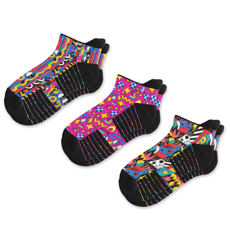 Pop Art Ankle Compression Socks 3-Pack Bundle