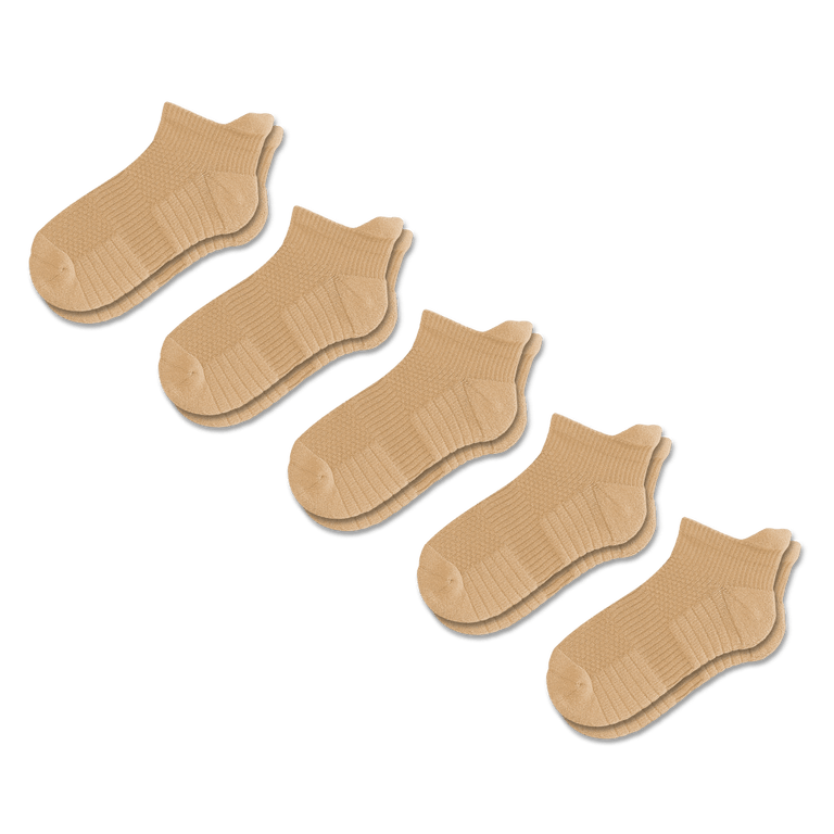 Tan Ankle Compression Socks 5-Pack Bundle