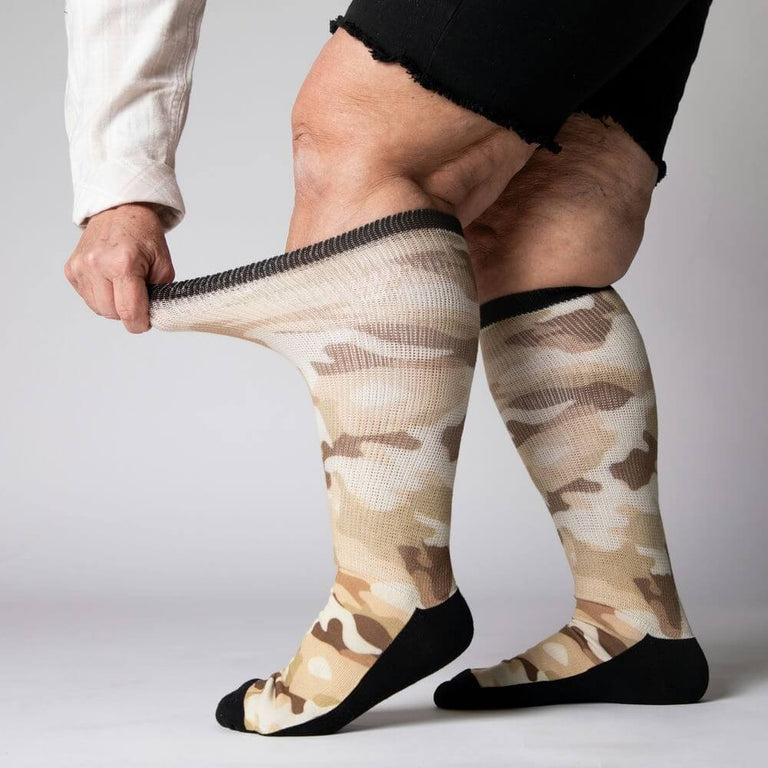 Viasox Desert Camo EasyStretch™ Socks Side View With Stretch