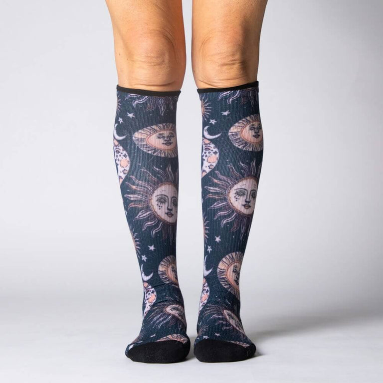 Celestial Moon Compression Socks Front View From Viasox