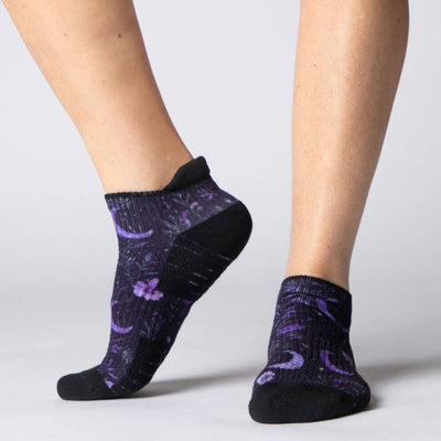Viasox Purple Moon Ankle Compression Socks stretched display