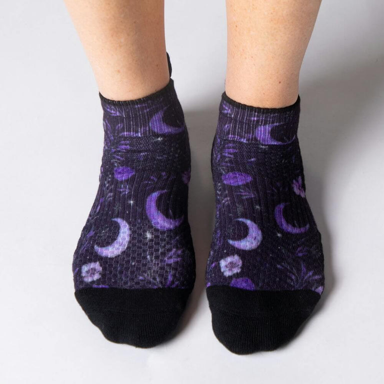 Purple Moon Ankle Compression Socks Front View By Viasox