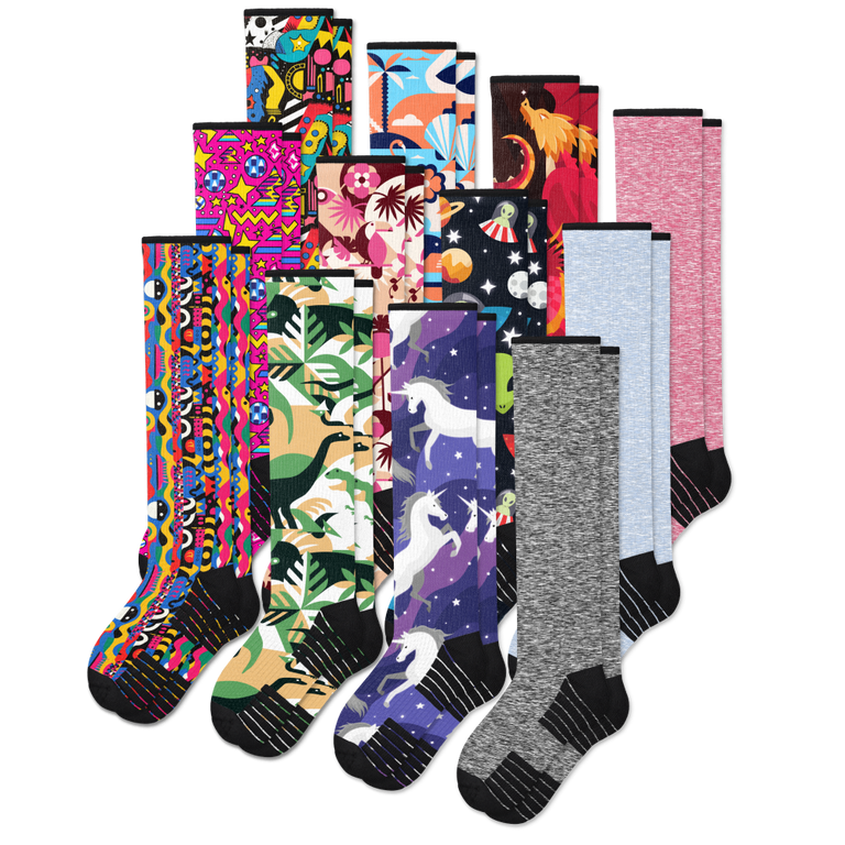 All New Patterns Compression Socks Bundle 12-Pack
