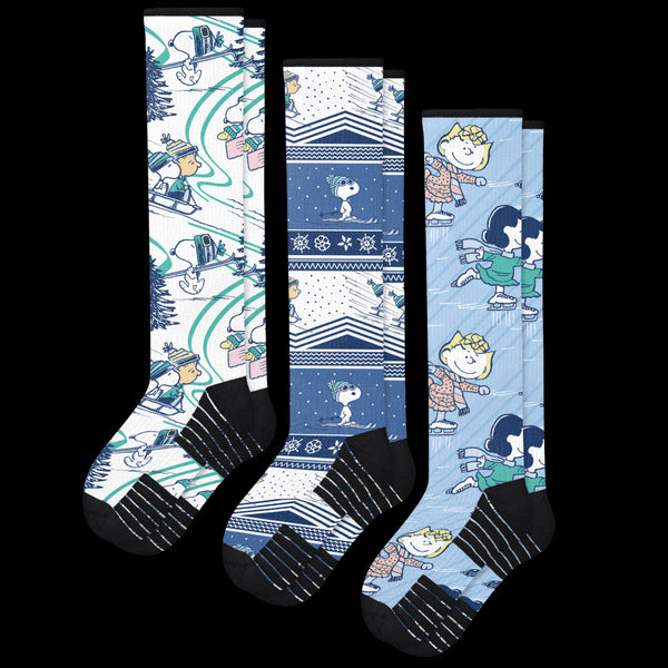 Snoopy's Snow Day Compression Socks Bundle 3-Pack