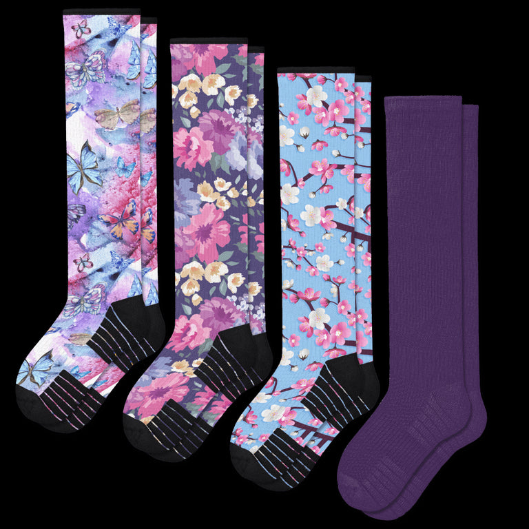 Perfect Petals Compression Socks 4-Pack Bundle