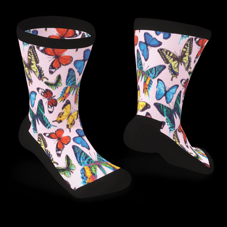 Thick diabetic socks in butterfly print