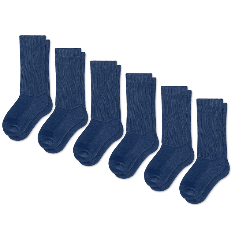 Viasox Navy Blue EasyStretch™ Socks Crew Cut 6 Pack