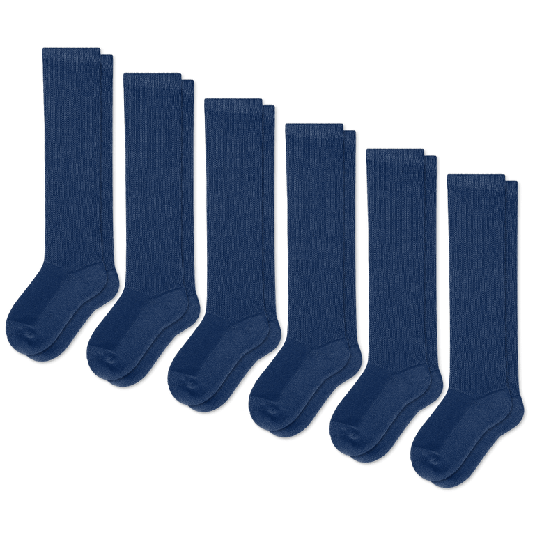 Viasox Navy Blue EasyStretch™ Socks 6 Pack Flat View