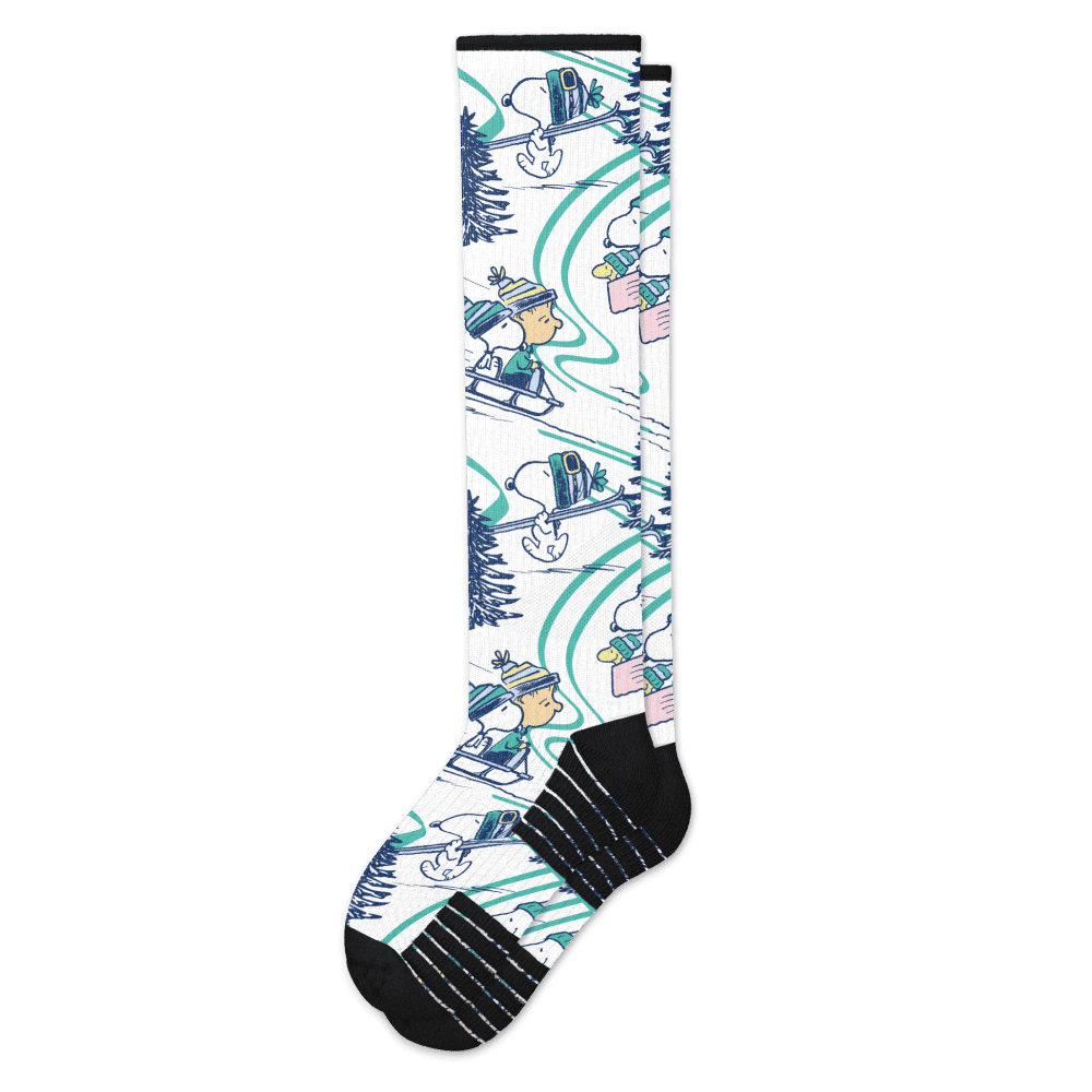 Bobsled Beagle Compression Socks Black Flat View