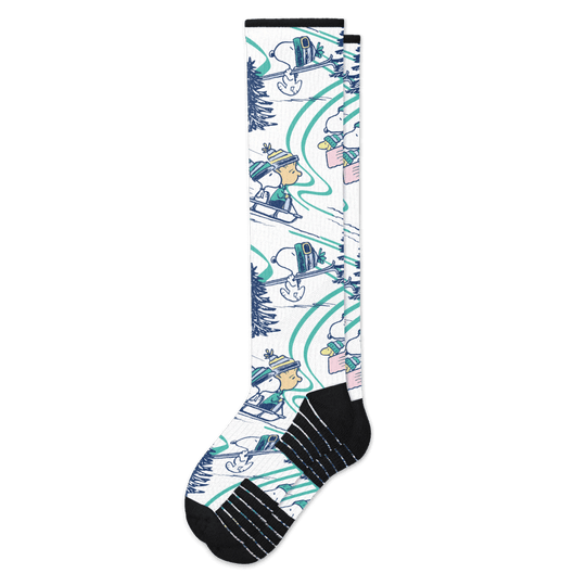 Bobsled Beagle Compression Socks Black Flat View