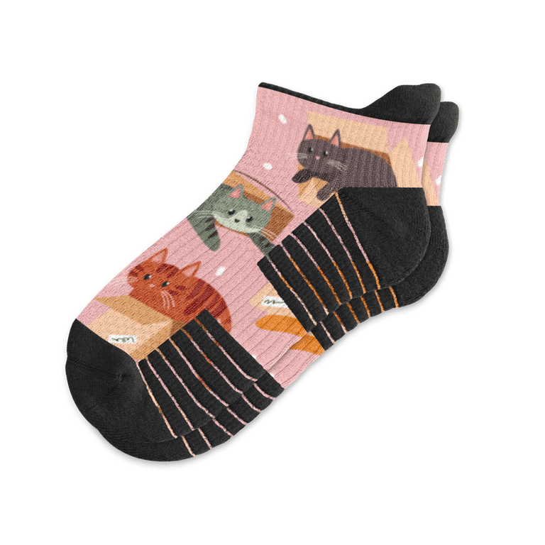 Cats in Boxes Ankle Compression Socks From Viasox Flat View