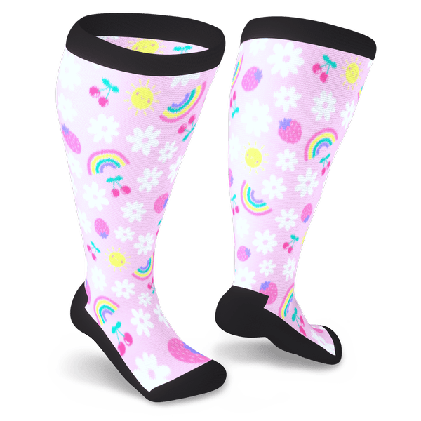 Sunshine and rainbow diabetic socks