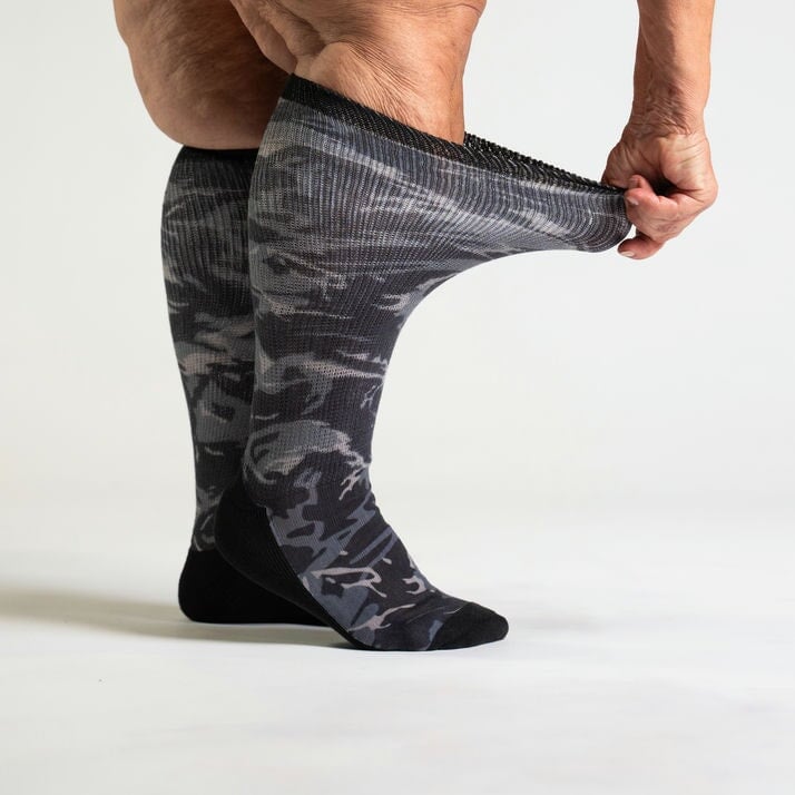 Viasox Camo EasyStretch™  Socks Side View With Stretch